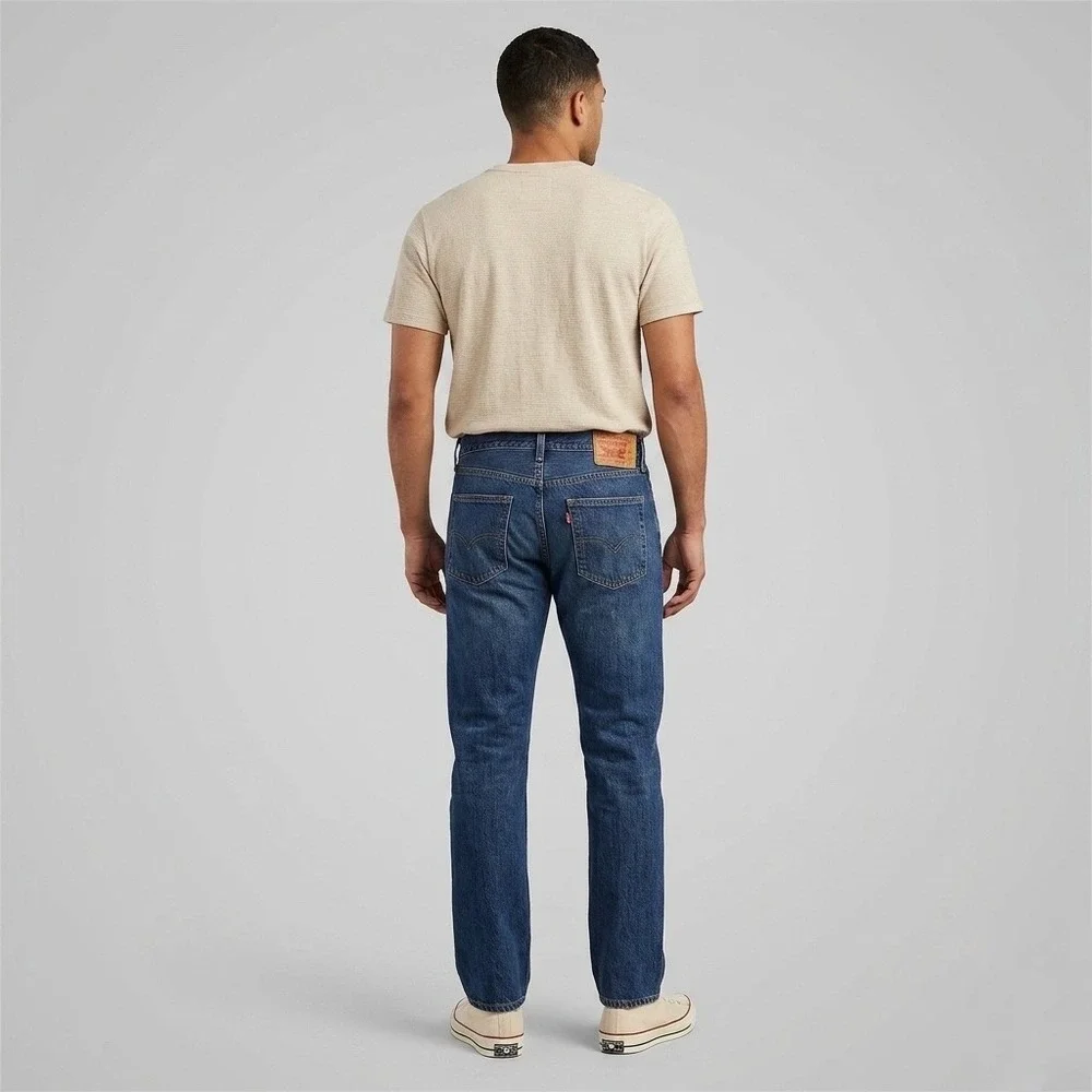 Levis 501 Original Fit Mens Blue Denim Straight Leg Button Fly Jeans 34x31‎